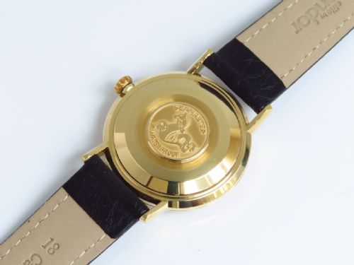 fig 6. SUPERB MINT ORIGINAL CONDITION SOLID 18CT 18K GOLD OMEGA SEAMASTER DE VILLE AUTOMATIC CALIBRE 565 MENS VINTAGE WATCH WITH BOX C1969