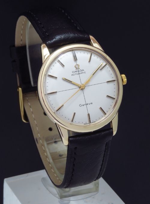 fig 1. WONDERFUL SOLID 9CT GOLD OMEGA GENEVE AUTOMATIC MENS VINTAGE WATCH C1963