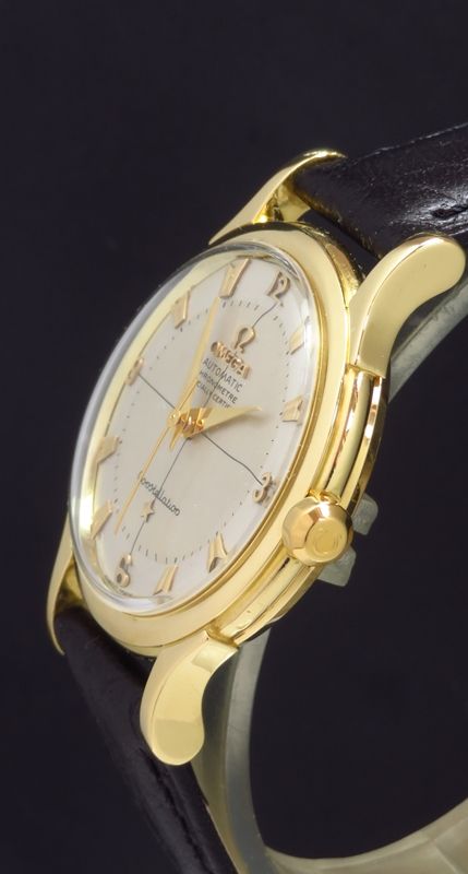 fig 2. RARE SOLID 18CT 18K GOLD OMEGA CONSTELLATION CHRONOMETER AUTOMATIC MENS WATCH 1956