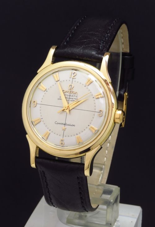 fig 4. RARE SOLID 18CT 18K GOLD OMEGA CONSTELLATION CHRONOMETER AUTOMATIC MENS WATCH 1956