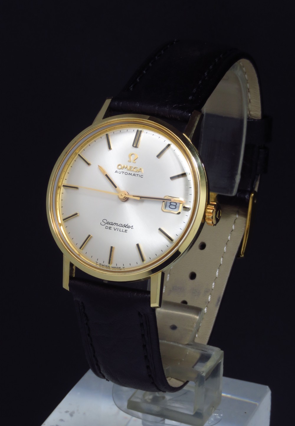 SUPERB MINT ORIGINAL CONDITION SOLID 18CT 18K GOLD OMEGA SEAMASTER DE VILLE AUTOMATIC CALIBRE 565 MENS VINTAGE WATCH WITH BOX C1969