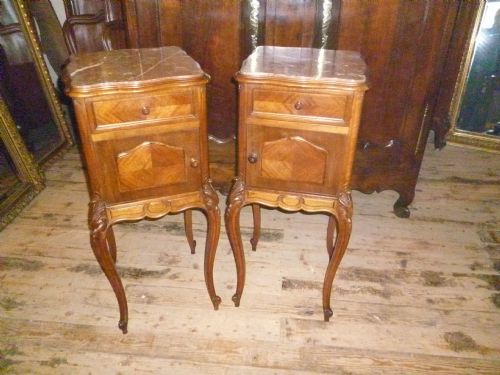 Pair of Louis Xv French Walnut Bedside Cabinets