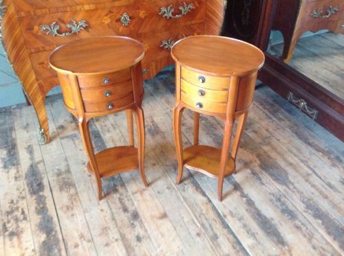 Pair French Satinwood Bedside Tables