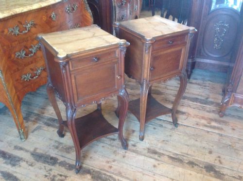 Pair of French Walnut Bedside Cabinets