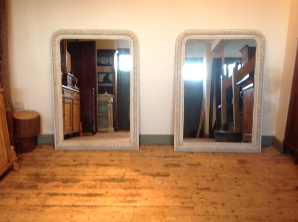 Pair French painted mirrors 