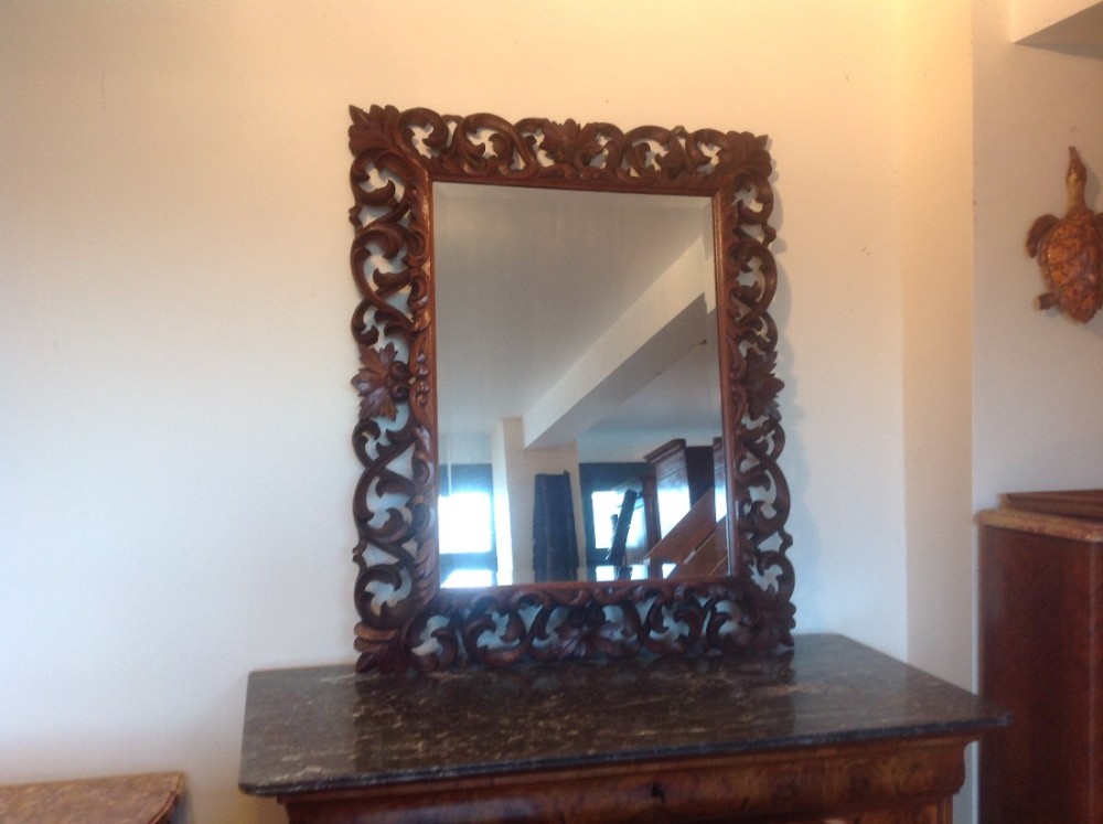 French carved oak mirror