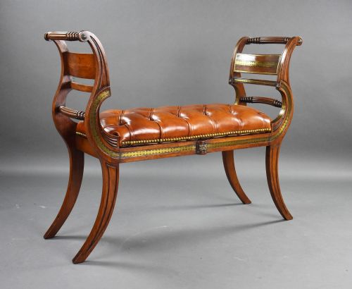 Regency Rosewood Brass Inlaid Window Seat
