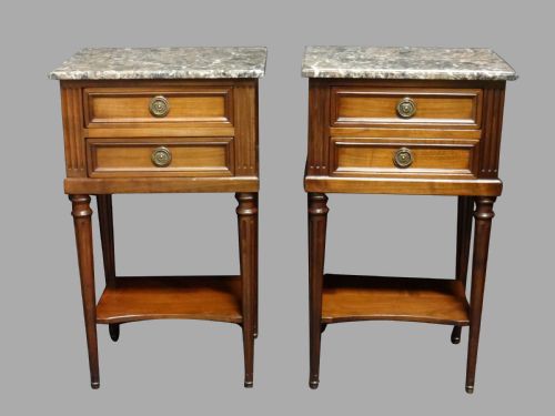 Pair French Empire Mahogany Bedside Chests of Drawers