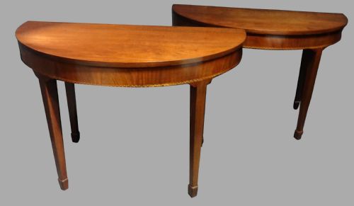 Pair Regency Half Moon Mahogany Console Tables