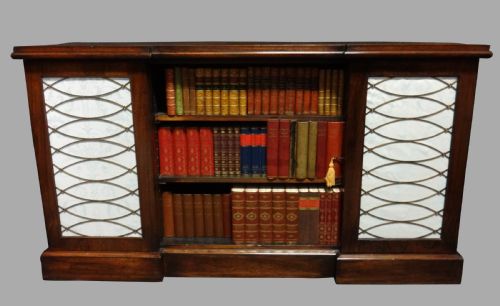 Good Regency Breakfront Rosewood Bookcase Sideboard