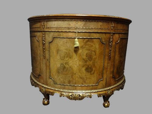 Excellent Burr Walnut Demi Loon Side Cabinet
