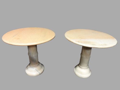 Pair Art Deco Marble Swivel Lamp Tables