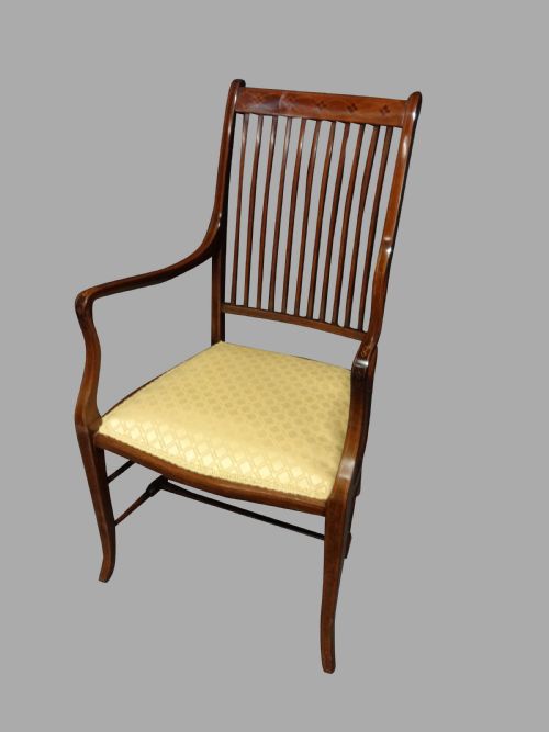 Very Good Edwardian Inlaid Elbow Chair