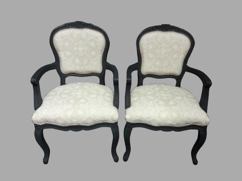Pair French Painted Elbow Chairs