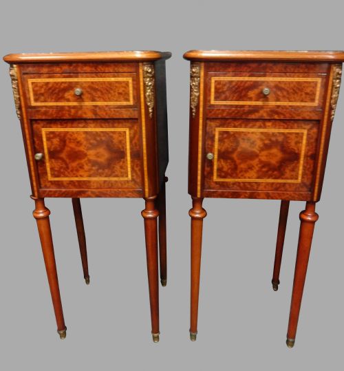 Wonderful Pair of French Amboyna Bedside Cabinets