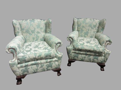 A Lovely Pair Library Wing Back Arm Chairs