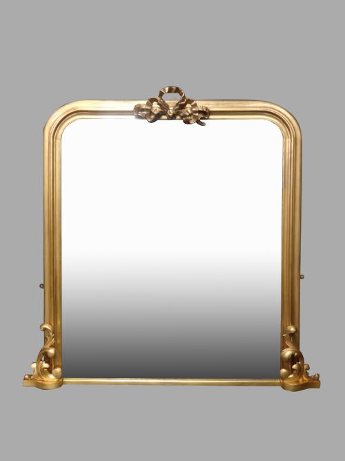 English Gilt Arched Top Overmantle Mirror
