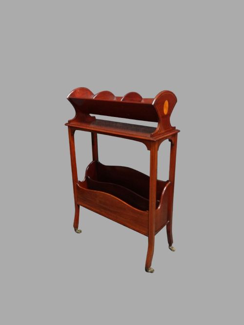 Very Good Quality Mahogany Book Trough with Magazine Rack