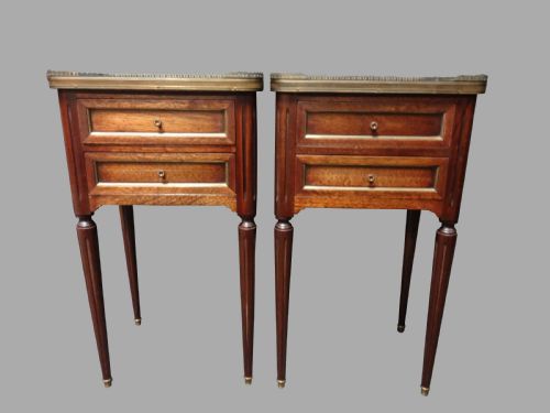 Good Pair French Empire Mahogany Bedside Chests of Drawers
