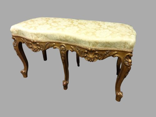 Fine French Six Leg Gilt Serpentine Stool