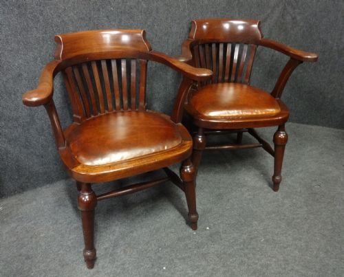 fig 1. Excellent Pair of Mahogany Partners Desk Chairs