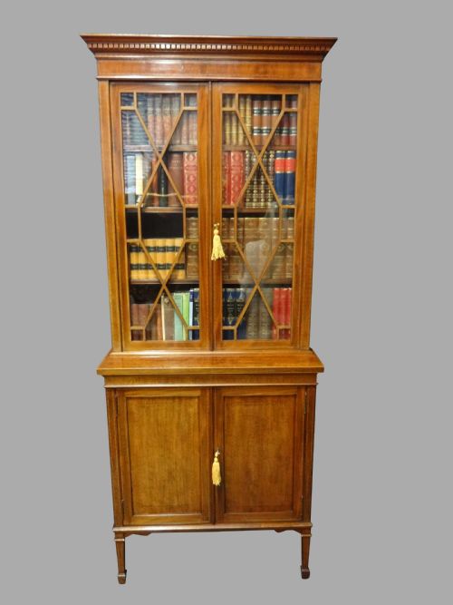Very Good Mahogany Inlaid Bookcase of Slim Proportions