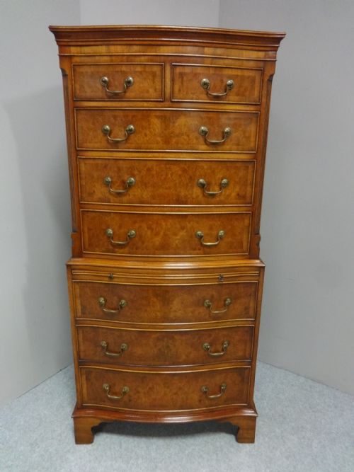 Wonderful Burr Walnut Chest on Chest of Drawers