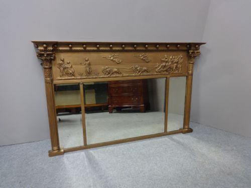 Regency Triple Pane  Gilt Overmantle Mirror
