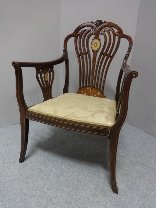 Excellent Quality Inlaid Mahogany Elbow Chair