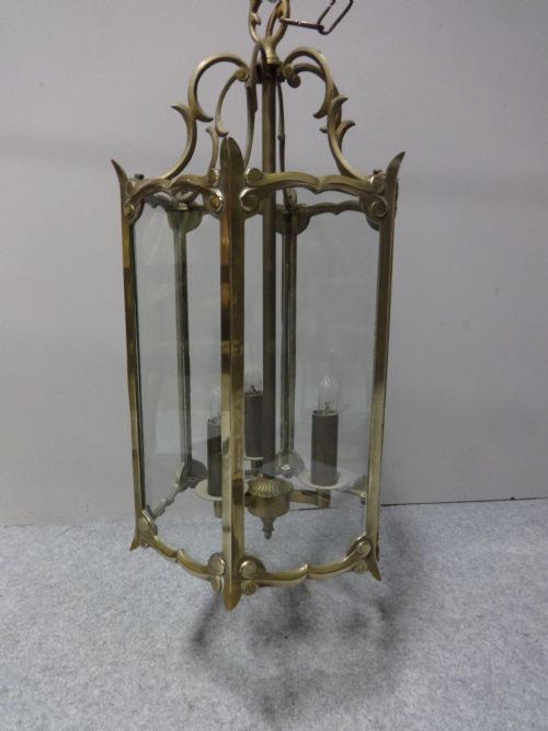 Hexagon Shaped Brass Hanging Lantern
