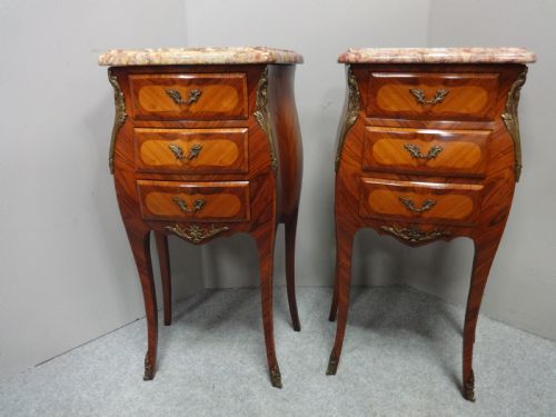 Pair Very Good French Tulipwood Bedside Lamp Chests