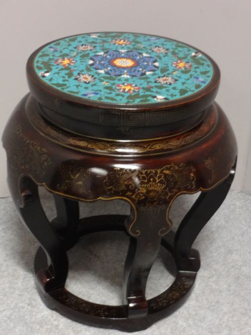 Very Good Laquered and Cloisonne Jardinere Stand
