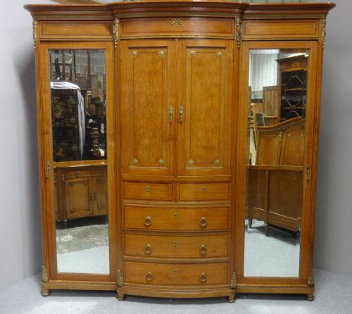 Outstanding Satinwood Inlaid Combination Wardrobe
