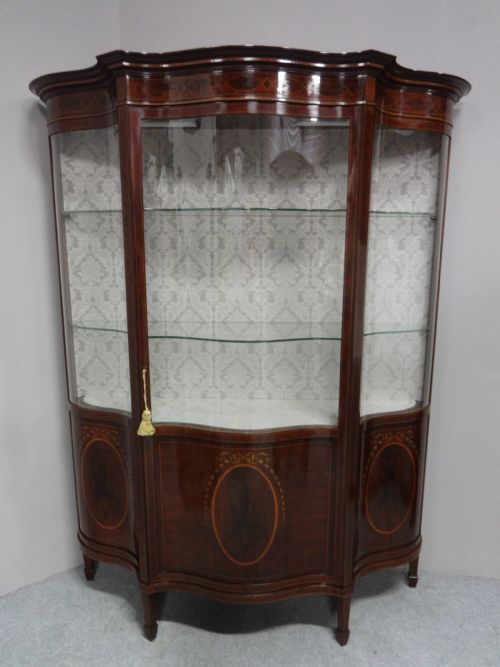 Large Exhibition Quality Serpentine Inlaid Display Cabinet