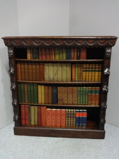 Very Good Solid Carved Oak Open Bookcase