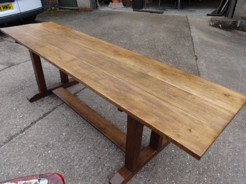 Large 12 Seater Oak Farmhouse Refrectory Dining Table, Abbotts Bromley School