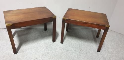 Pair Mahogany Campaign Coffee Tables