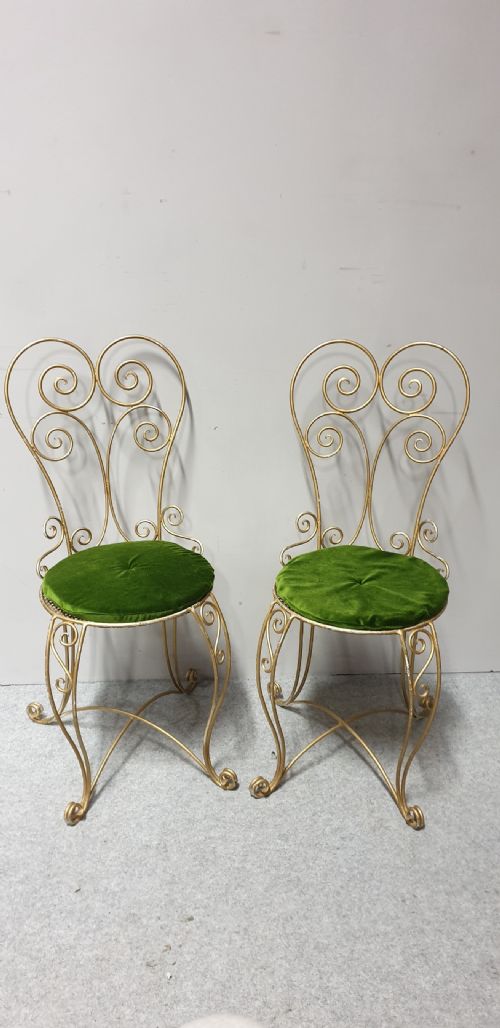 Great Pair French Conservatory Chairs
