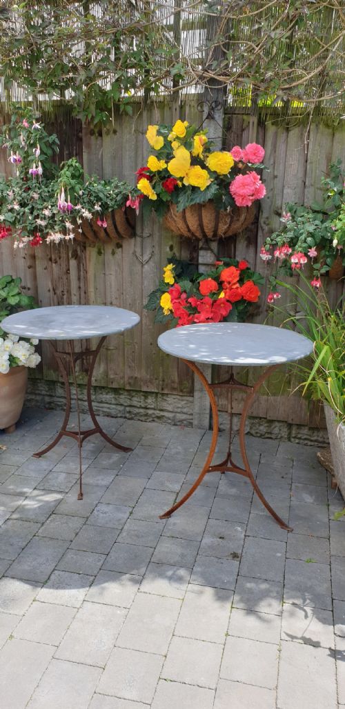 Pair Zinc Topped Conservatory Tables