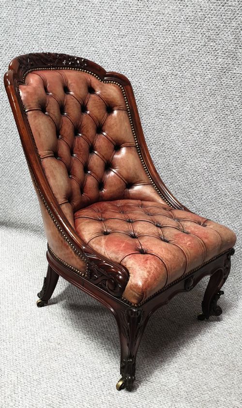 Superior Mahogany Leather Library Chair
