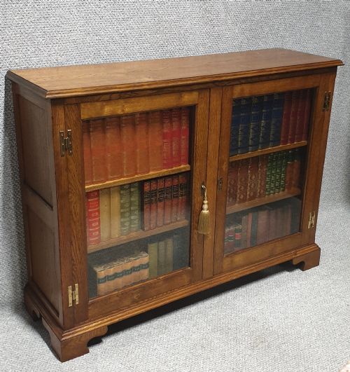 Solid Oak Low Adjustable Bookcase