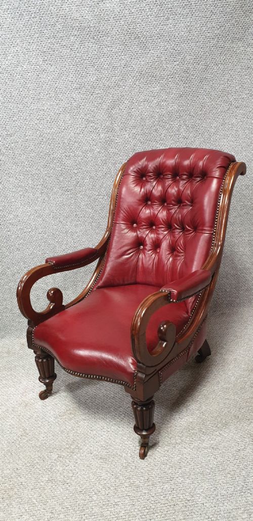 Fabulous William 4th Leather Library Chair