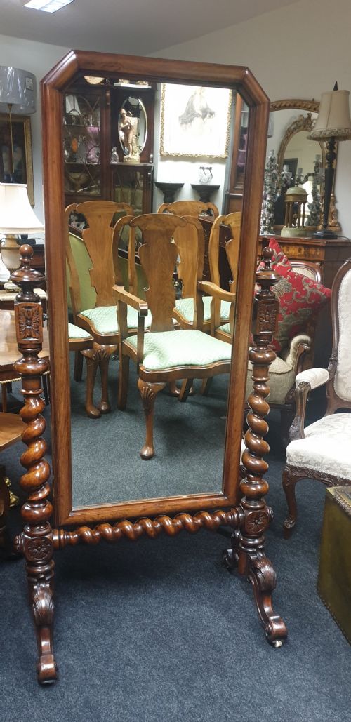 Victorian Walnut Cheval Dressing Mirror