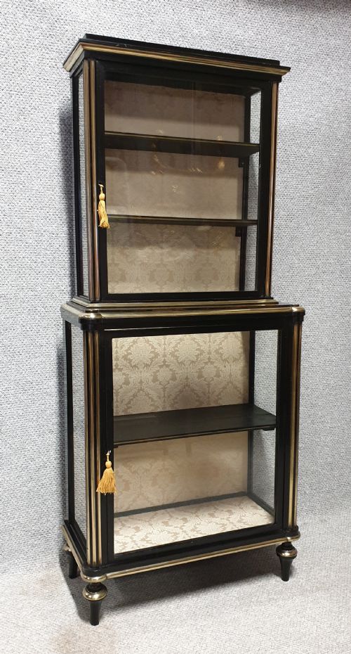 French Ebony and Brass Inlaid Display Cabinet