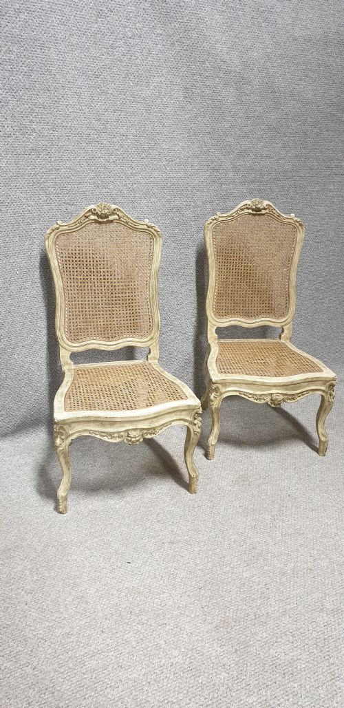 Pair Painted Bergere Sidechairs