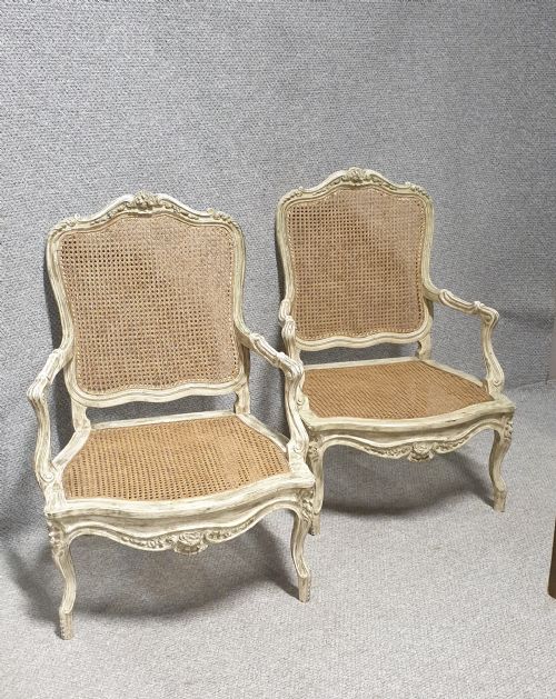 Pair Painted Bergere Armchairs
