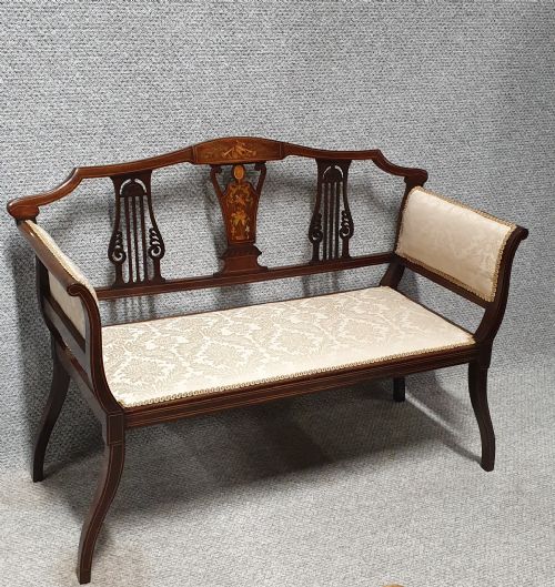 Inlaid Mahogany Window Seat