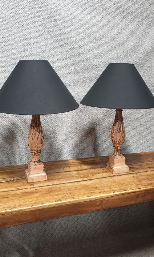 Pair French Painted Table Lamps