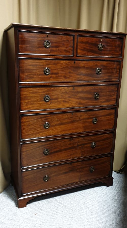 Tall Bank Mahogany Chest of Drawers