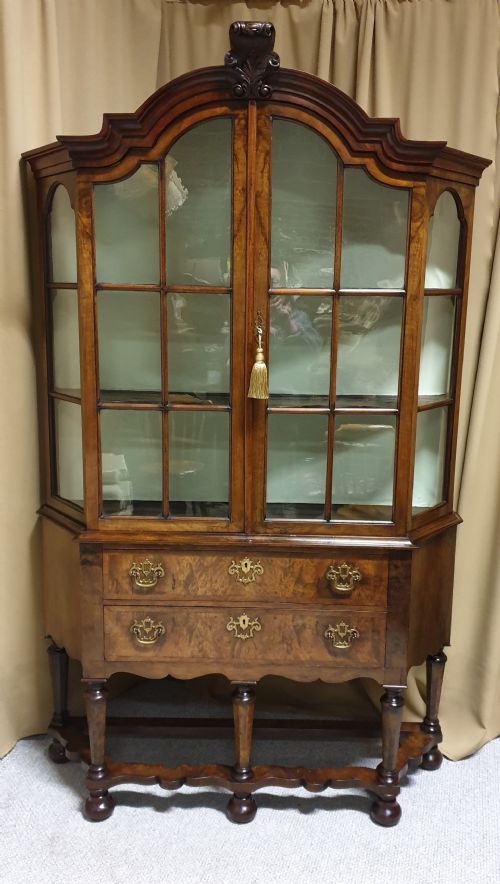Outstanding Burr Walnut Display Cabinet
